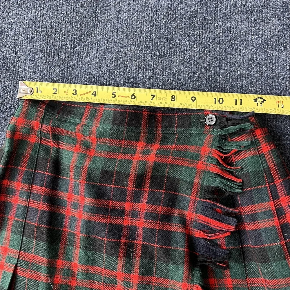 Vintage Pendleton Skirt Suit Womens 8 Red Green Tartan Plaid Virgin Wool USA 80s - Picture 9 of 13